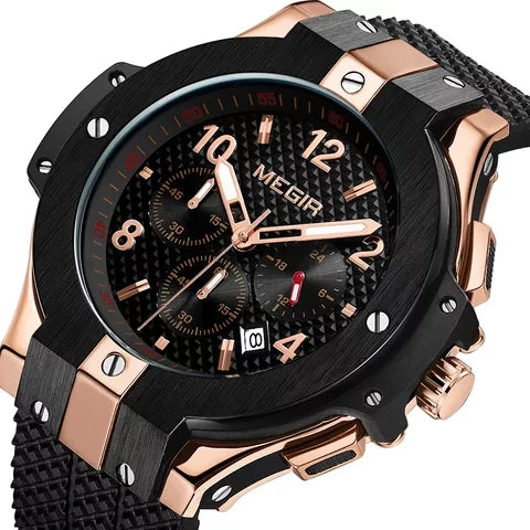 Megir 2050G Dual Tone Chronograph Silicon Strap Men’s watch