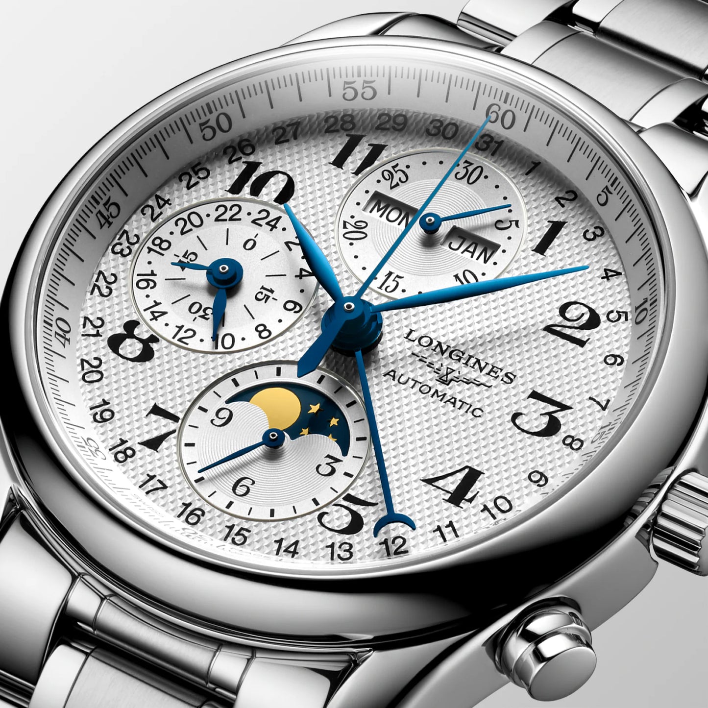 Longines L27734786 Master Collection Automatic Chronograph Moonphase Stainless Steel Swiss 1:1 Grade Men's Watch
