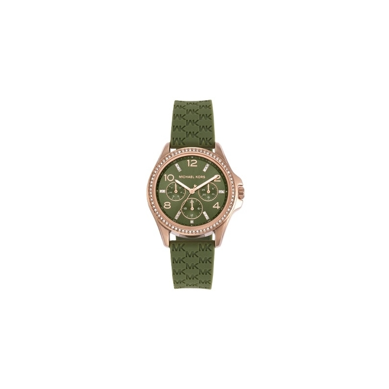 Michael Kors Pilot MK7421 Quartz Stainless Steel Silicone Strap Ladies Watch