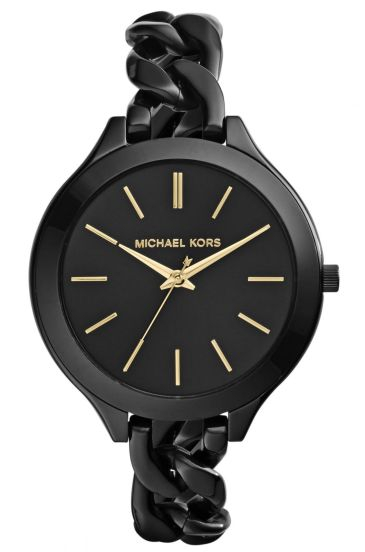 Michael Kors MK3317  Runway Twist Black Quartz Stainless Steel Chain Ladies Watch