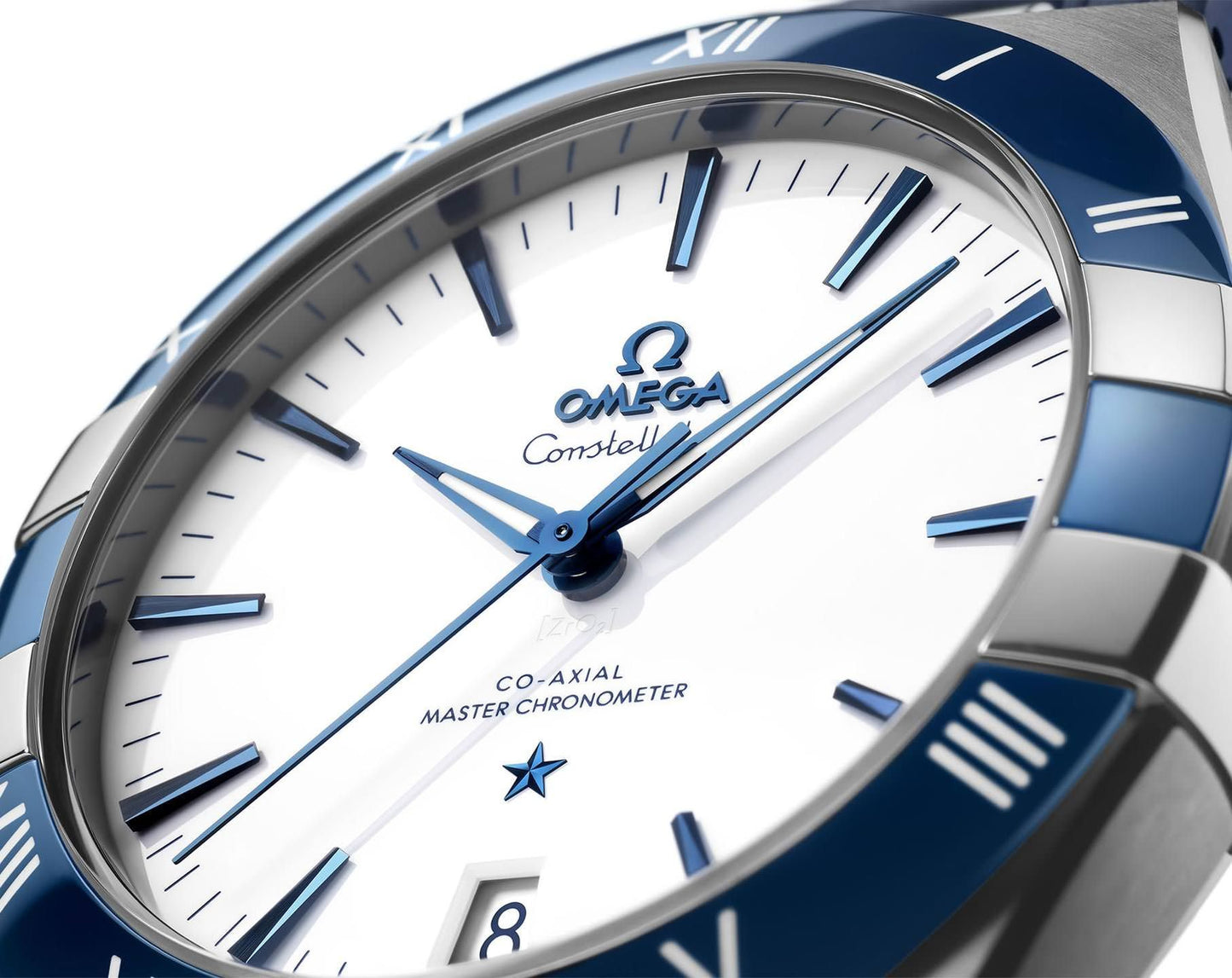 Omega Constellation Silver-Blue Tone Automatic Stainless Steel Leather Strap Euro Grade Men's Watch