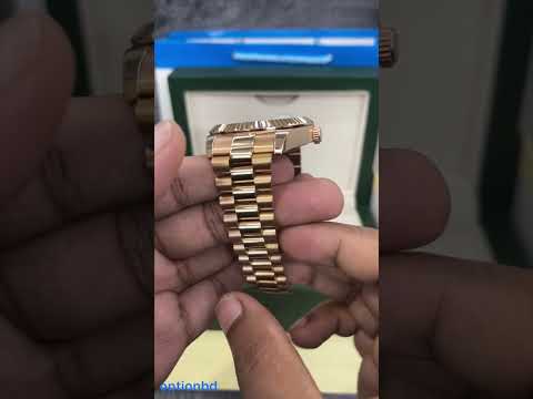 Rolex Day-Date Oyster Perpetual Automatic Full Rose Gold With White Dial Stainless Steel President Chain Men’s Watch