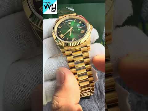 Rolex Day-Date 228238-0069 Yellow Gold Fluted Bezel Green Dial 40mm Swiss 1:1 Mirror Grade Men’s Watch