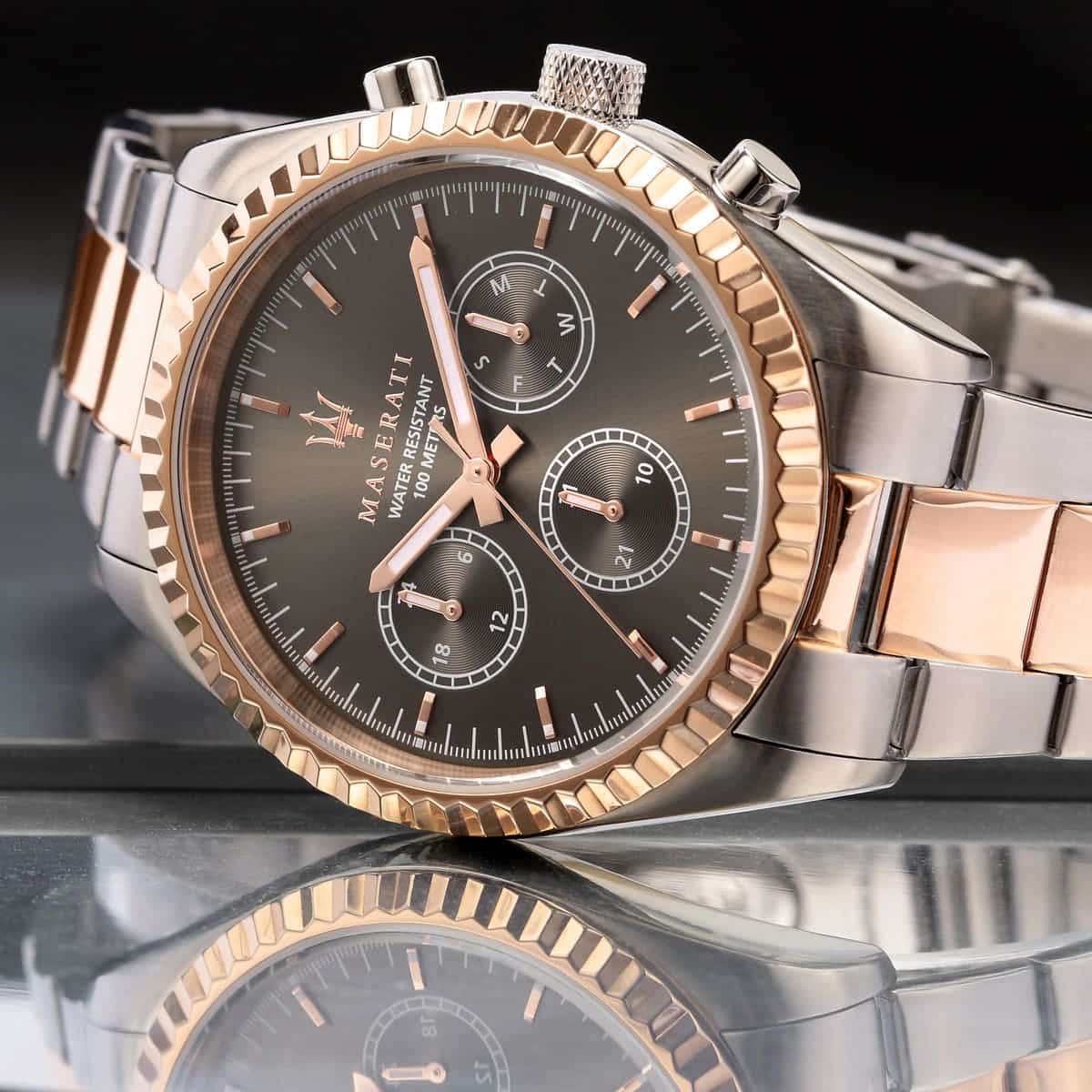 Maserati Competizione R8853100020 Chronograph Quartz Black Dial Two-Tone Stainless Steel Chain Men’s Watch