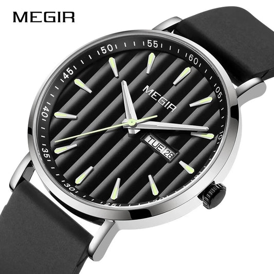 Megir M-1081 Quartz Dualtone Black Silicone Strap Men’s watch