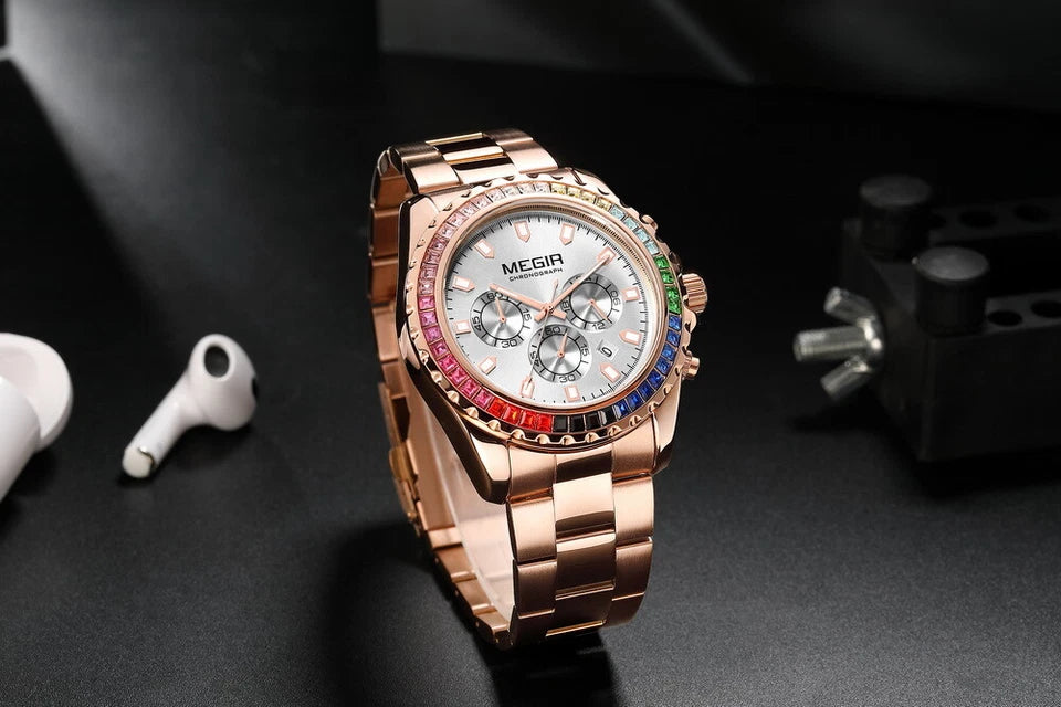 Megir MS2227GGD-7N3 Quartz Rosegold Stainless Steel Bracelet Men’s watch