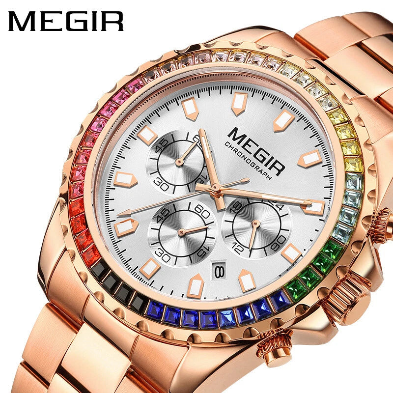 Megir MS2227GGD-7N3 Quartz Rosegold Stainless Steel Bracelet Men’s watch