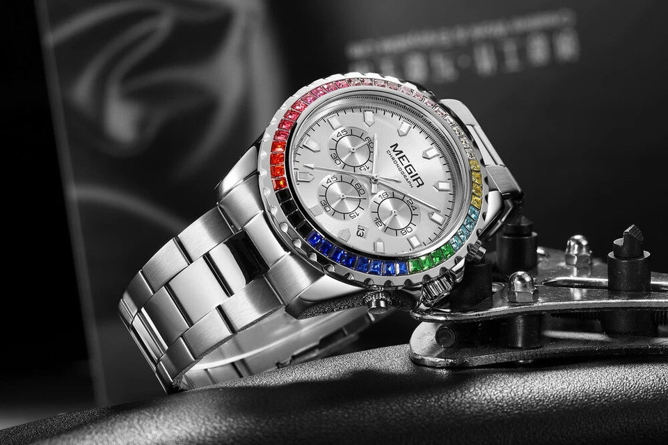 Megir MS2227GGD-7N3 Quartz Silver Stainless Steel Bracelet Men’s watch