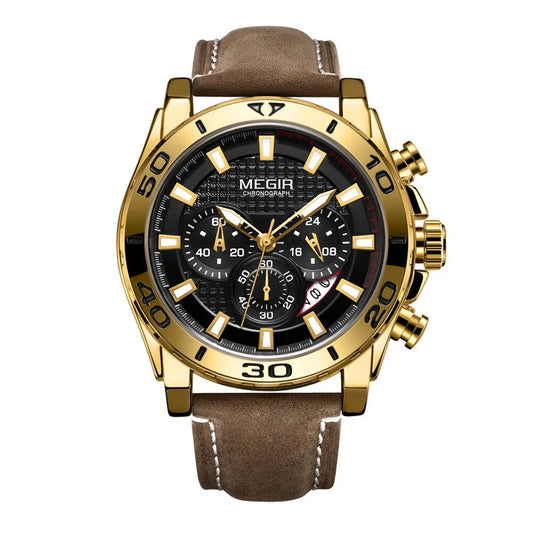 Megir M-2094 Quartz Chronograph Brown Genuine Leather Men’s watch