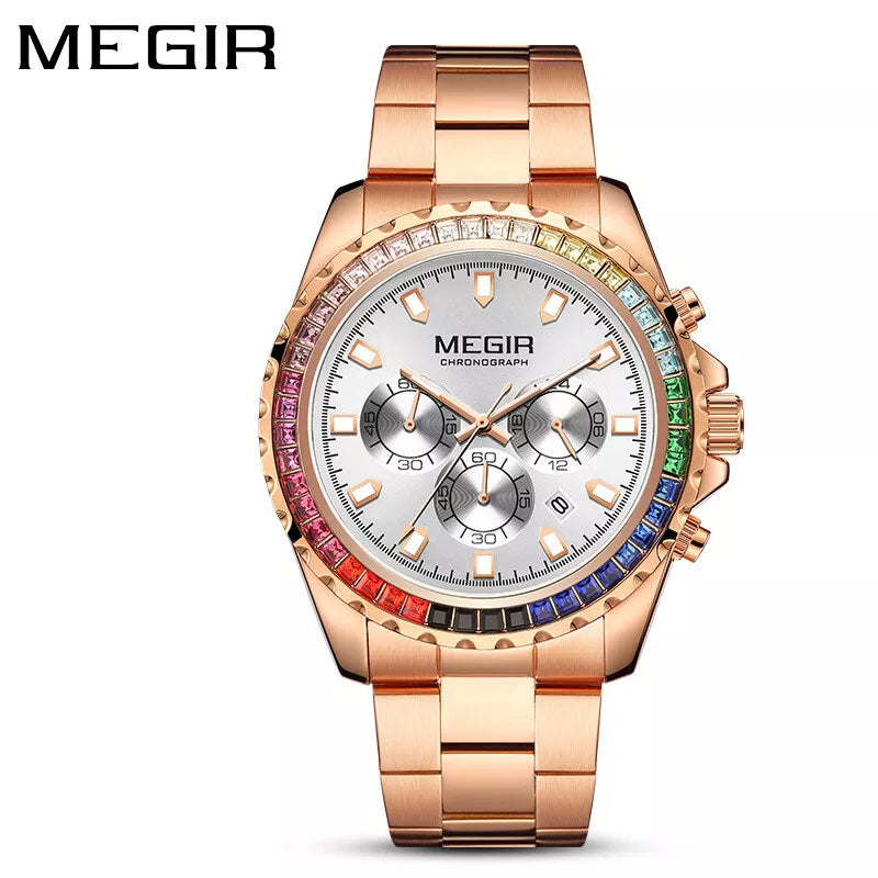 Megir MS2227GGD-7N3 Quartz Rosegold Stainless Steel Bracelet Men’s watch