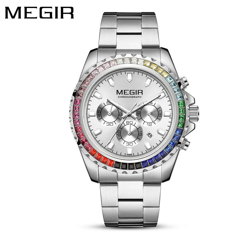 Megir MS2227GGD-7N3 Quartz Silver Stainless Steel Bracelet Men’s watch