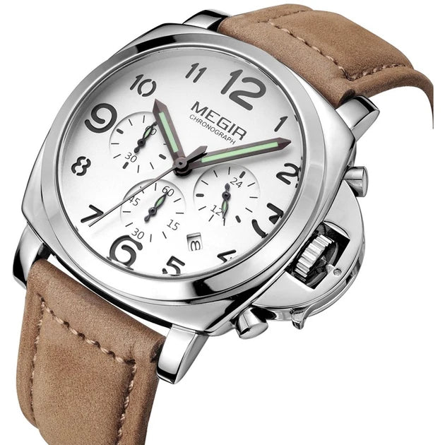 Megir ML3406GBN-7 Chronograph Quartz Brown Genuine Leather Men’s watch