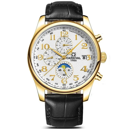 Carnival 8702g Automatic Stainless Steel Dial & Genuine Leather Strap Men’s Watch