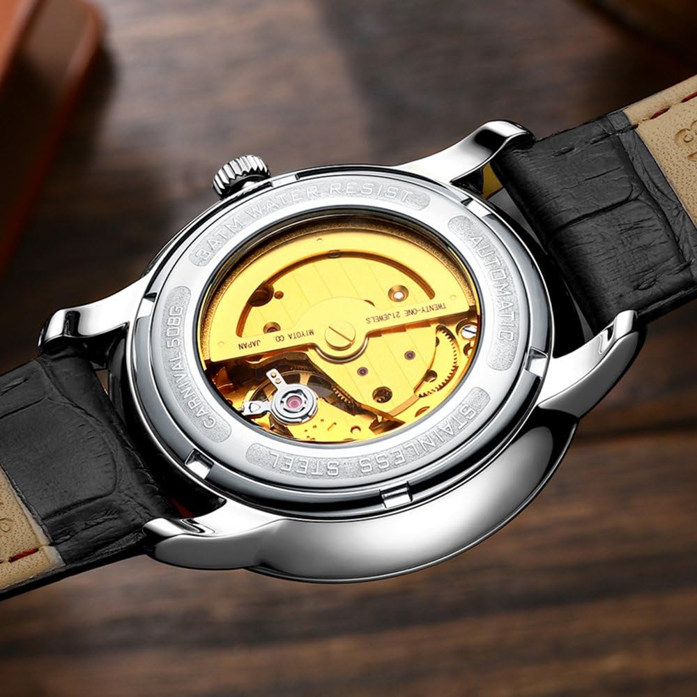 Carnival 508g Automatic Stainless Steel Dial & Genuine Leather Strap Men’s Watch