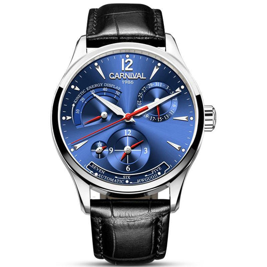 Carnival 8762g Kinetic Power Display Automatic Stainless Steel Dial & Genuine Leather Strap Men’s Watch