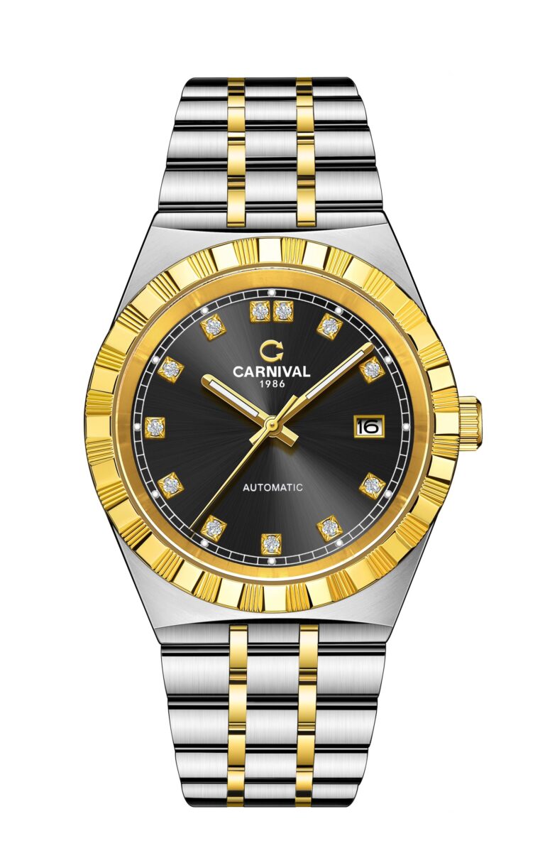 Carnival Royal 8112G Automatic Black Dial Two-Tone Stainless Steel Chain Men’s Watch