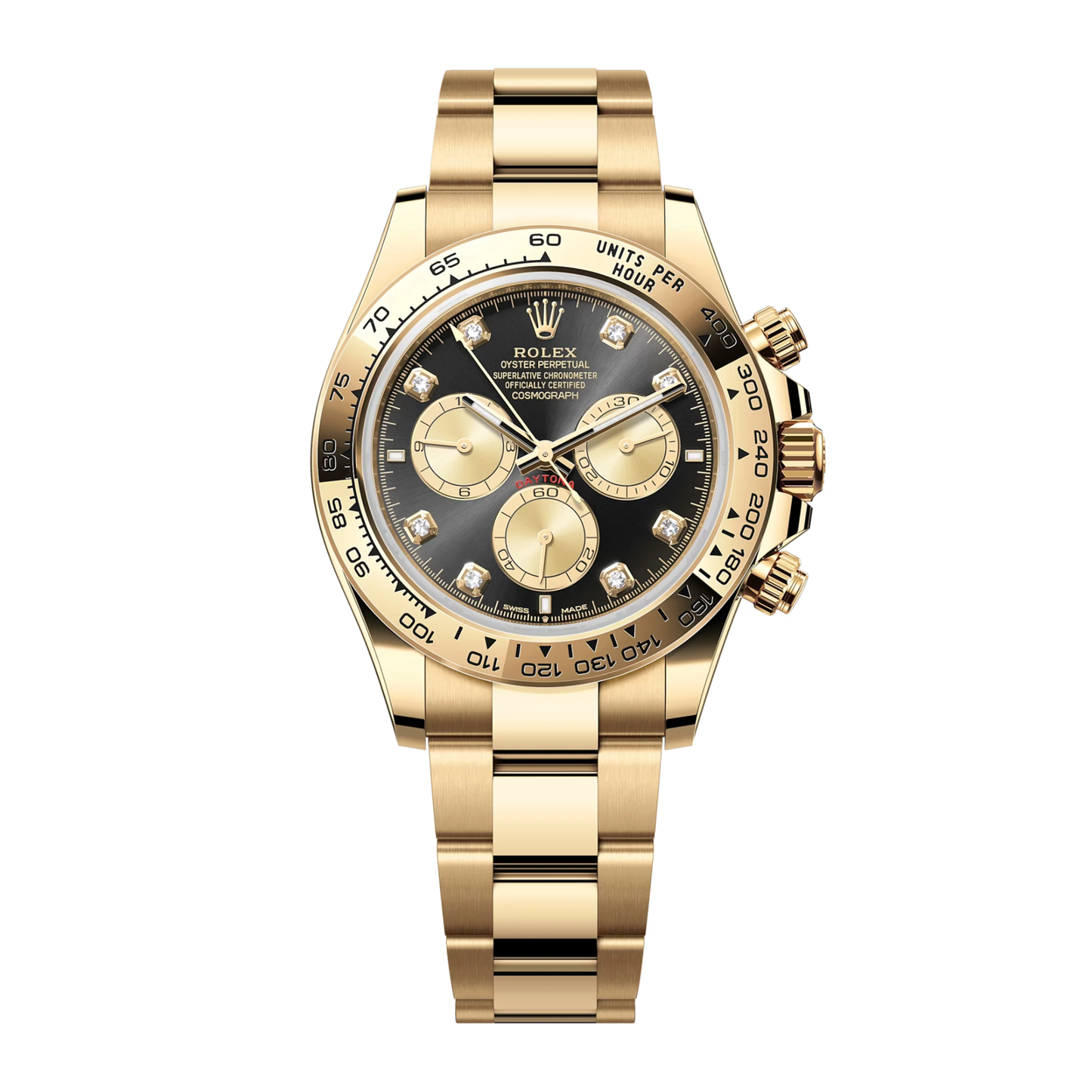 Rolex Daytona Oyster Perpetual Full Golden Black Dial Automatic Stainless Steel Chain Men’s Watch