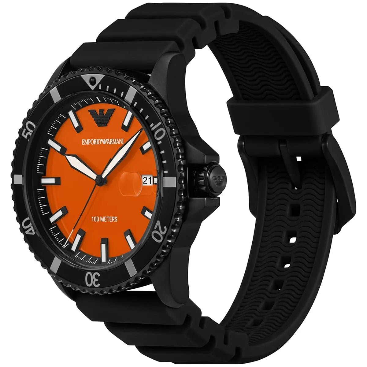 Emporio Armani World Explorer AR11684 Orange Dial Quartz Silicon Strap Men’s Watch