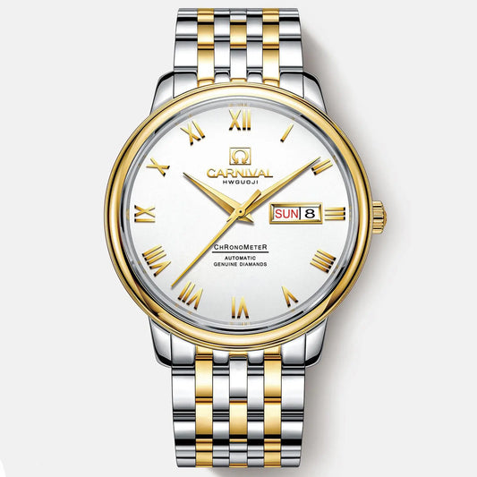 Carnival G508.301.616 Classic Series White Dial Automatic Silver-Golden Tone Stainless Steel Chain Men’s Watch