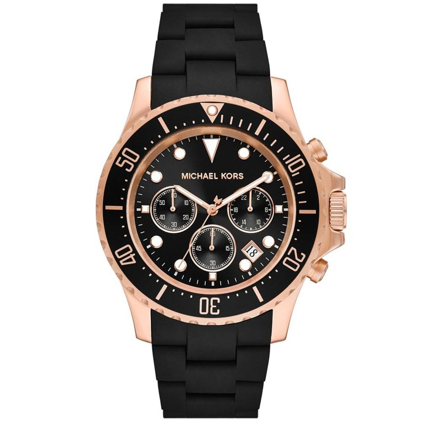 Michael Kors Everest MK9055 Chronograph Quartz Black Dial Stainless Steel & Rubber Chain Men’s Watch