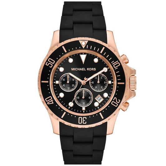 Michael Kors Everest MK9055 Chronograph Quartz Black Dial Stainless Steel & Rubber Chain Men’s Watch