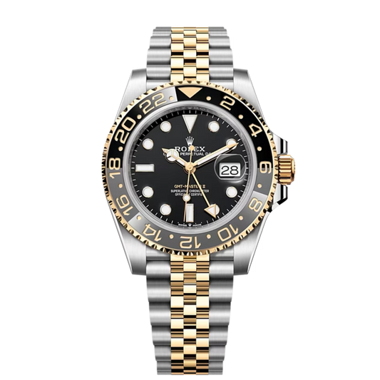 Rolex GMT Master II Automatic Gold & Silver Dual Tone with Black Dial Stainless Steel Chain Men’s Watch