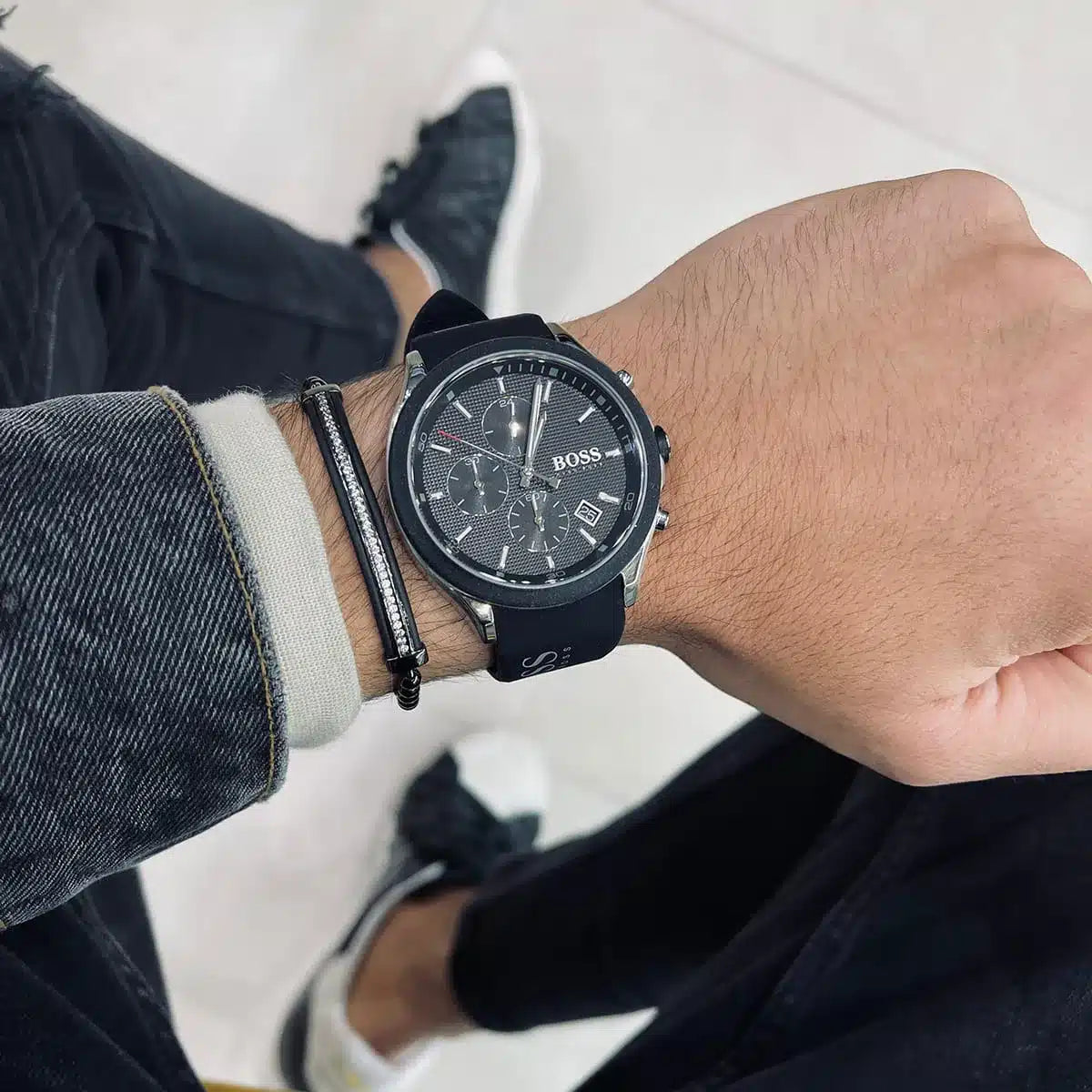 Hugo Boss HB1513716 Chronograph Quartz Silicon Belt Men’s Watch