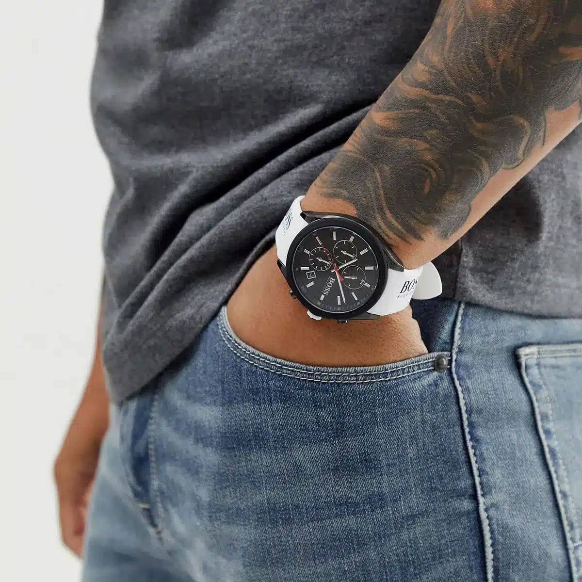 Hugo Boss HB1513718 Chronograph Quartz Silicon Belt Men’s Watch