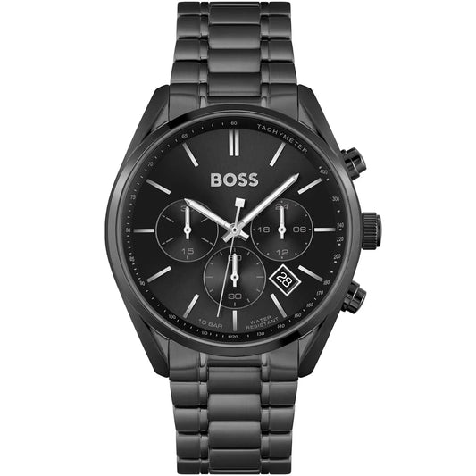 Hugo Boss Champion HB1513960 Chronograph Quartz Full Black-Tone Stainless Steel Chain Men’s Watch