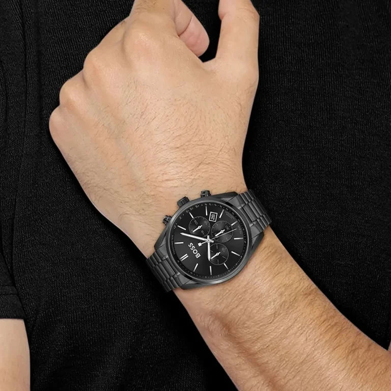 Hugo Boss Champion HB1513960 Chronograph Quartz Full Black-Tone Stainless Steel Chain Men’s Watch