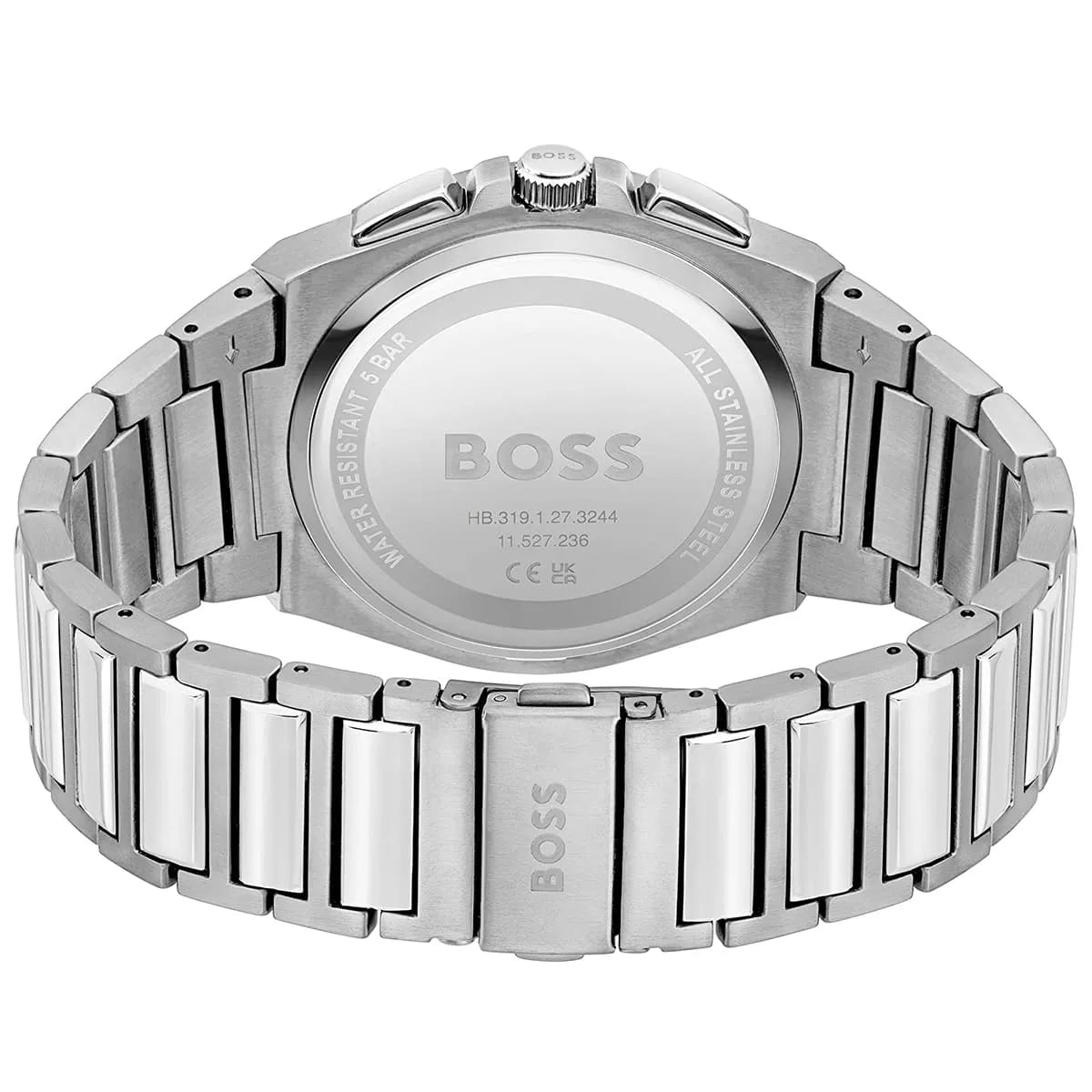 Hugo Boss HB1514048 Chronograph Quartz Silver Tone Blue Dial Stainless Steel Chain Men’s Watch