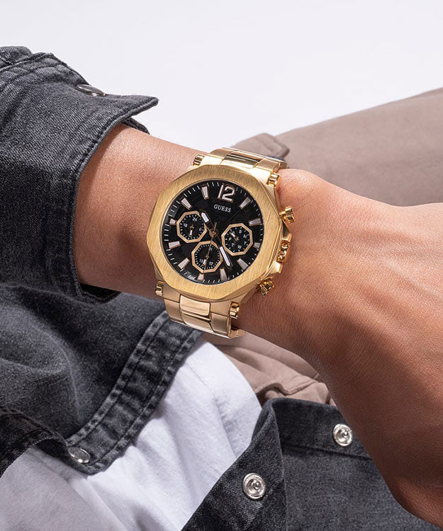 Guess Edge GW0539G2 Chronograph Quartz Black Dial Golden-Tone Stainless Steel Chain Men’s Watch
