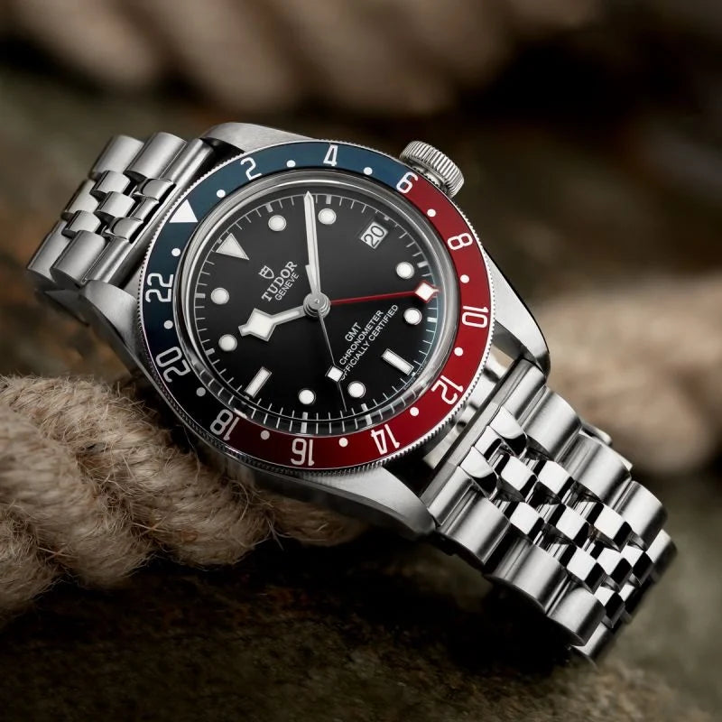 Tudor Black Bay Pepsi 41mm GMT Jubilee Stainless Steel Euro Grade Men's Watch