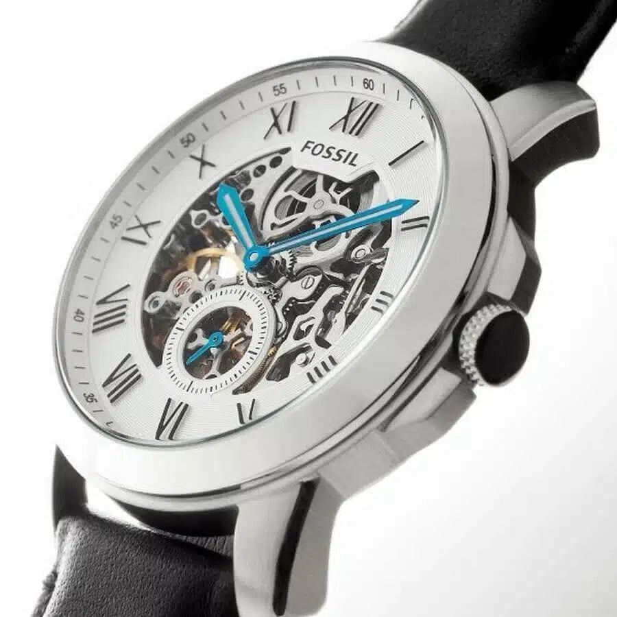 Fossil Grant ME3053 Automatic Skeleton White Dial Genuine Leather Men’s Watch