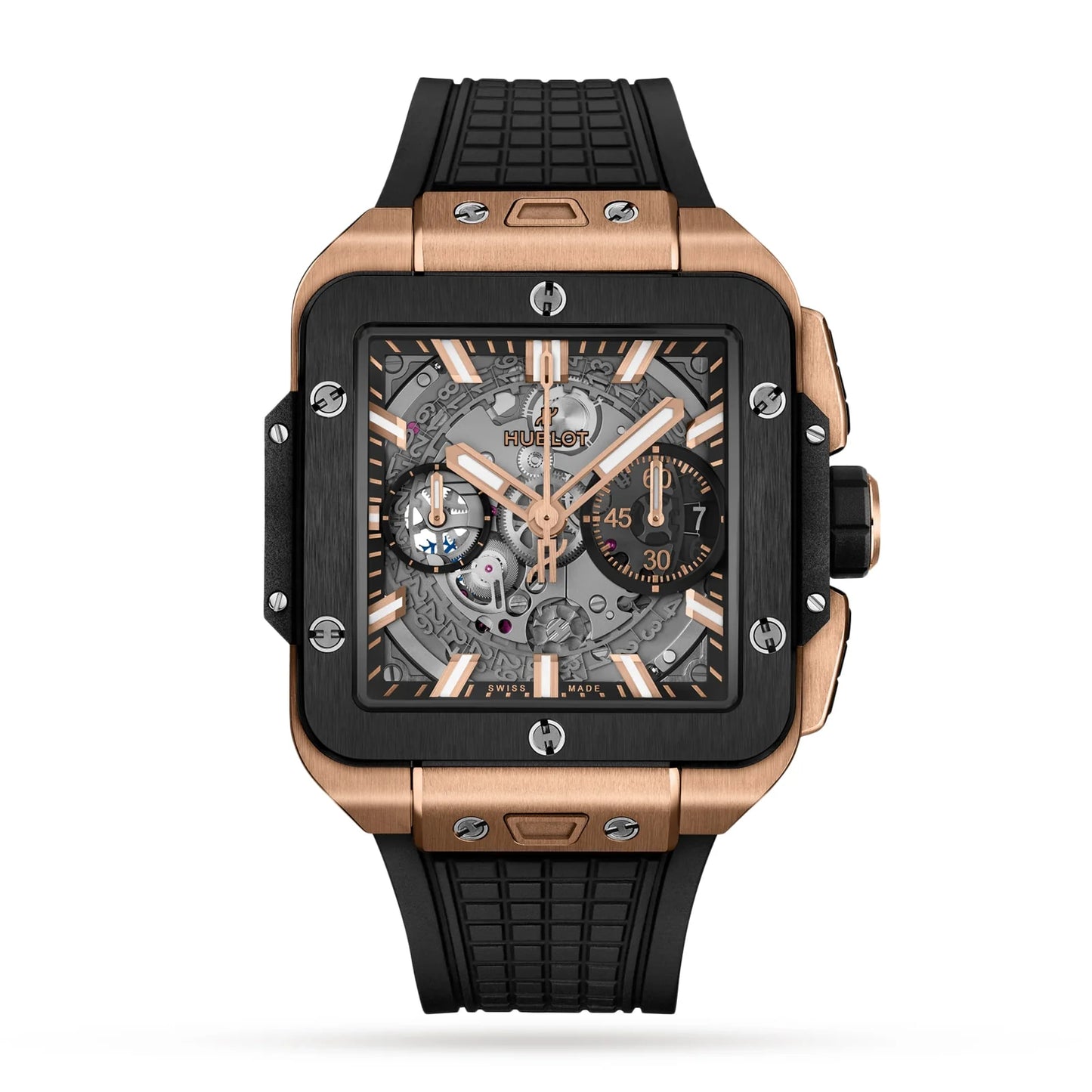 Hublot Square Bang Unico King Gold 42mm ( Ref: 821.OX.0180.RX ) Silicon Strap 1:1 Swiss Grade Men’s Watch