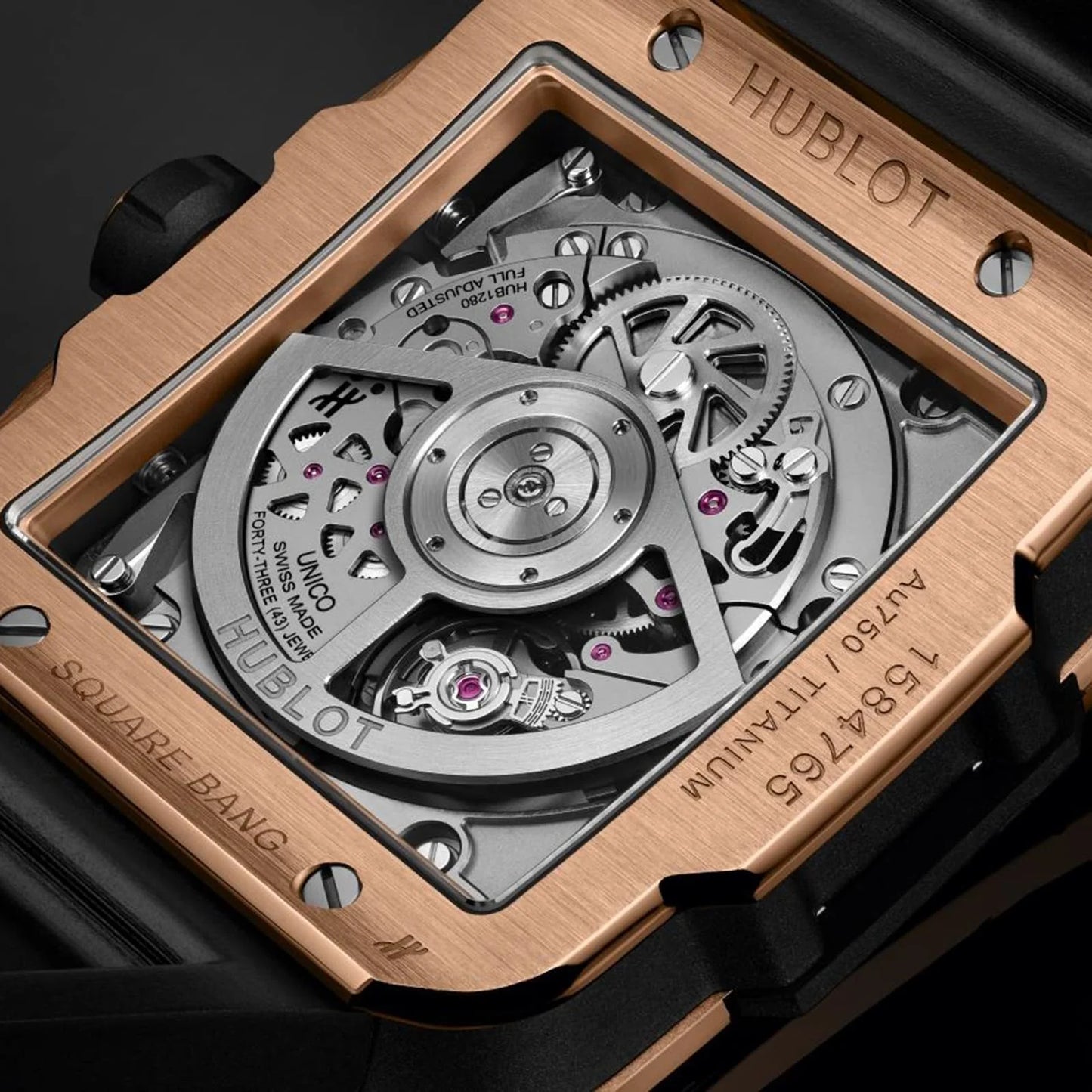 Hublot Square Bang Unico King Gold 42mm ( Ref: 821.OX.0180.RX ) Silicon Strap 1:1 Swiss Grade Men’s Watch