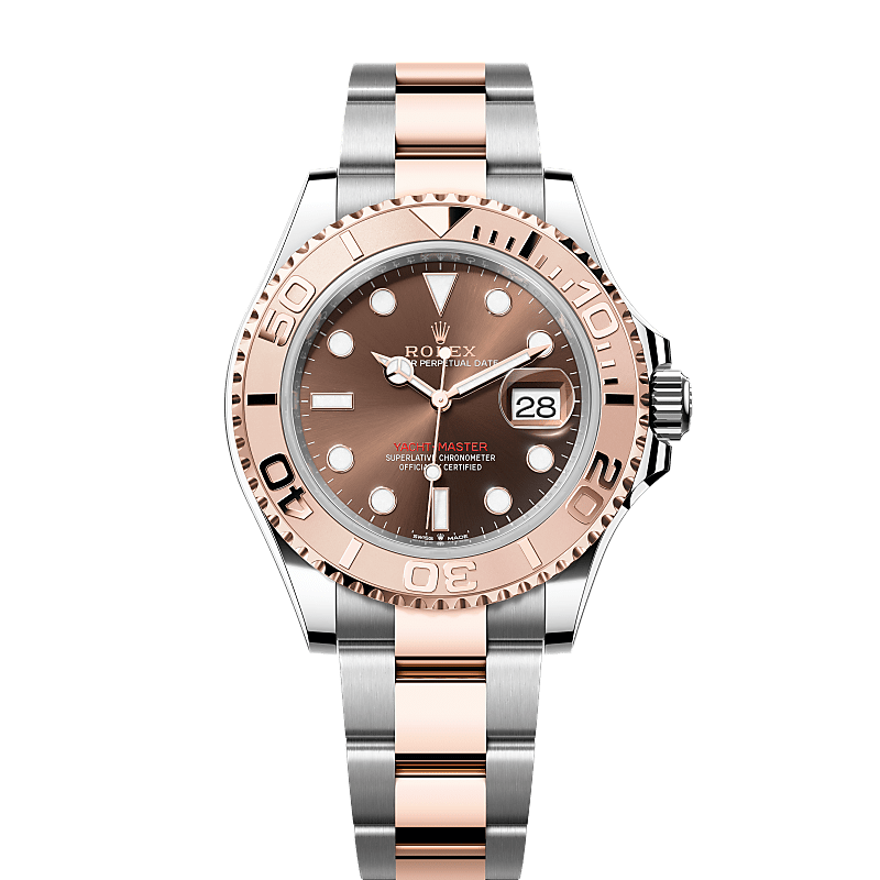 Rolex Yacht-Master Automatic Dual Tone Color With Chocolate Dial Stainless Steel Chain Men’s Watch