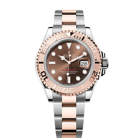 Rolex Yacht-Master Automatic Dual Tone Color With Chocolate Dial Stainless Steel Chain Men’s Watch
