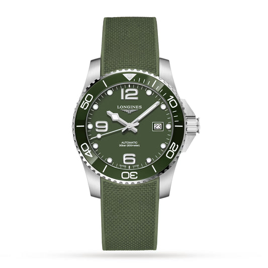 Longines Hydro Conquest Silver & Green Color Automatic Silicon Strap Men’s Watch