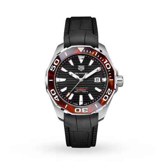 Tag Heuer Aquaracer 300M Calibre 5 Automatic Ceramic Bezel Genuine Leather Strap Men’s Watch