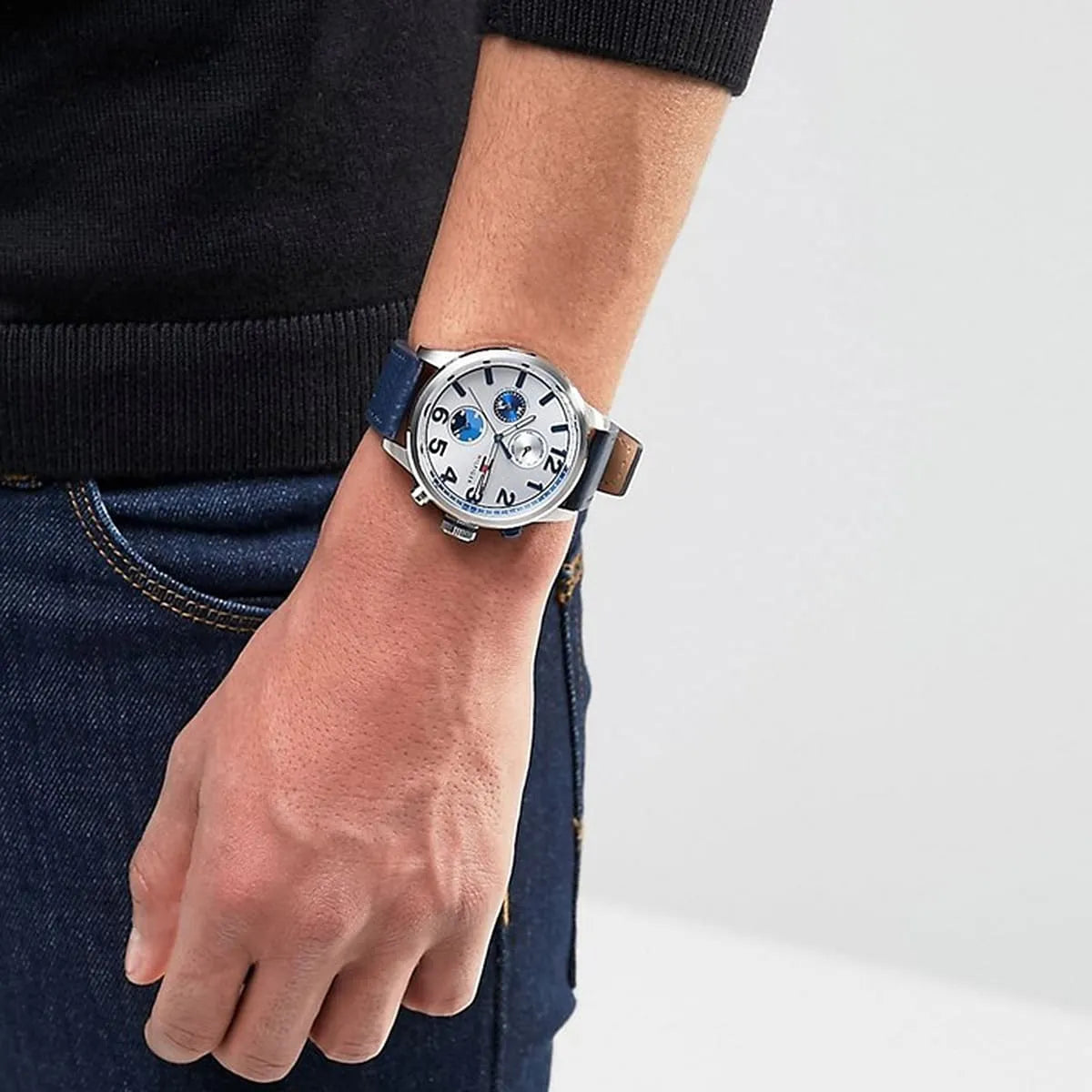 Tommy Hil-figer Jackson 1791240 Chronograph Quartz Genuine Leather Strap Men’s Watch