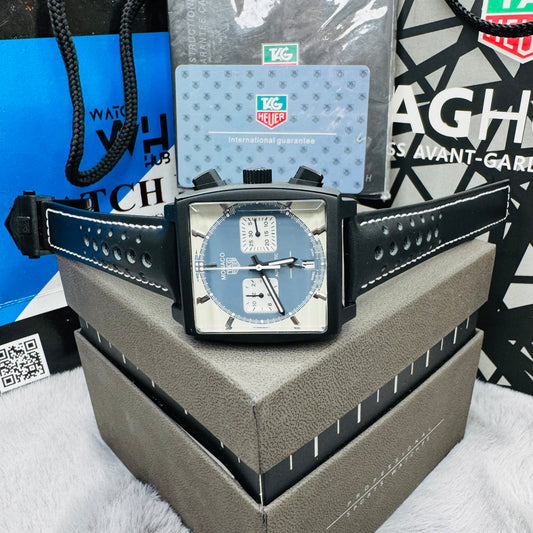 Tag Heuer Monaco "Night Driver Limited Edition" Chronograph Quartz Genuine Leather Strap Men's Watch