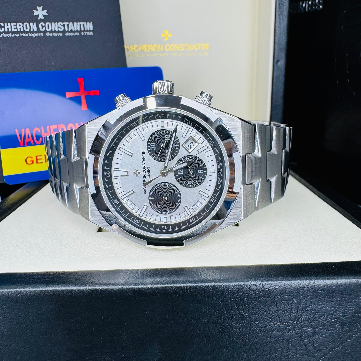 Vacheron Constantin Overseas "Panda" Chronograph Automatic Stainless Steel Chain Men’s Watch
