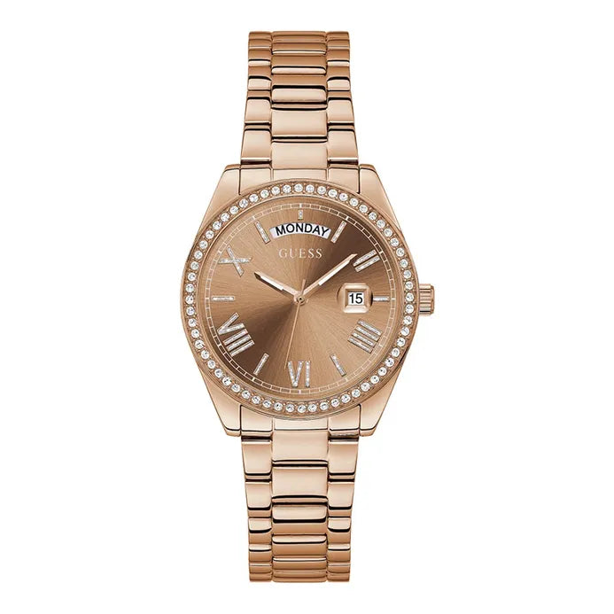 Guess Trend GW0307L3 Quartz Rose Gold Dial Stainless Steel Chain Ladies Watch