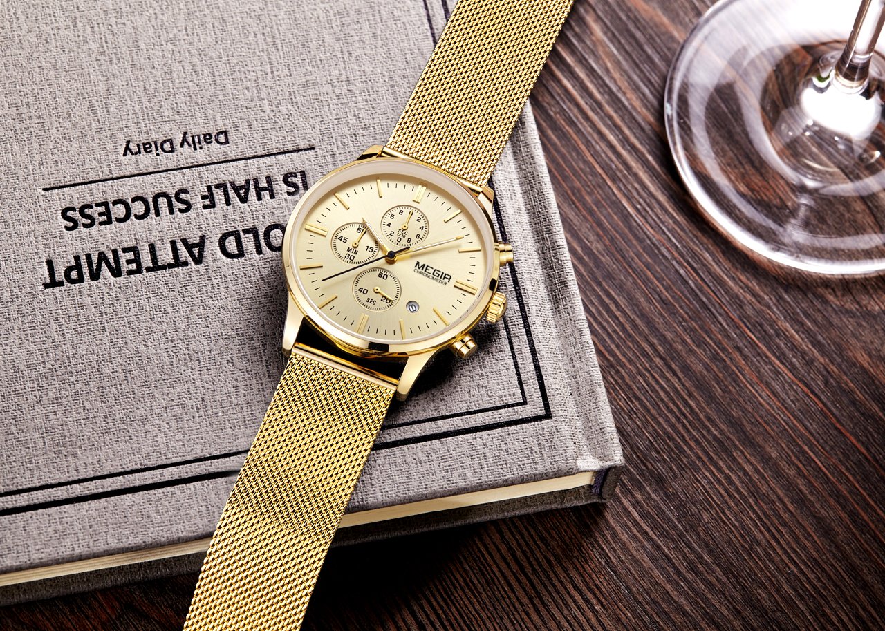 Megir ML2011GBN-7N0 Quartz Chronograph Rosegold Stainless Steel Strap Men’s watch