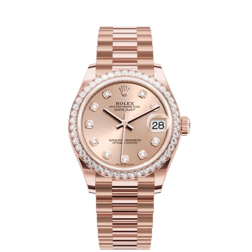 Rolex Datejust Rose Gold Pink Sunray Automatic Stainless Steel Chain Lady’s  Watch