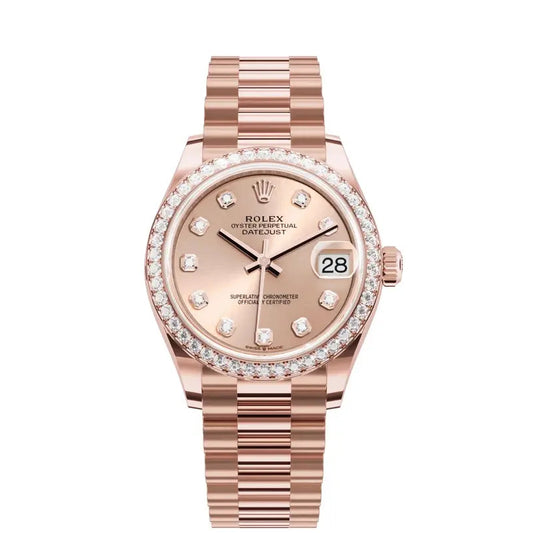 Rolex Datejust Rose Gold Pink Sunray Automatic Stainless Steel Chain Lady’s  Watch