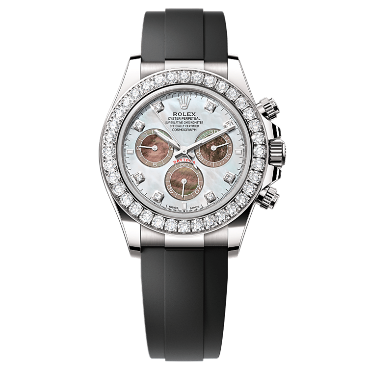 Rolex Daytona Mother Of Pearl Panda Dial Automatic Stainless Steel Silicone Strap Men’s Watch