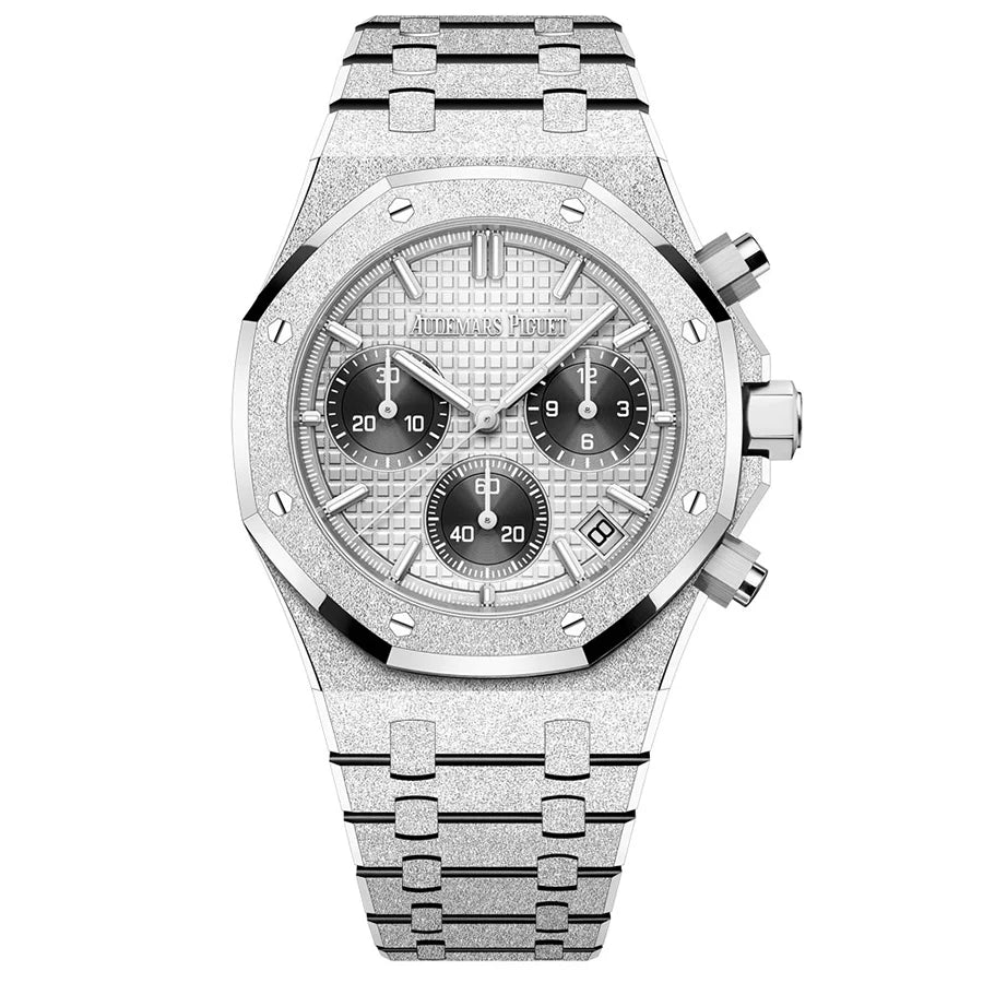 Audemars Piguet Royal Oak Chronograph Quartz "Frosted White" Tone Stainless Steel Men's Watch