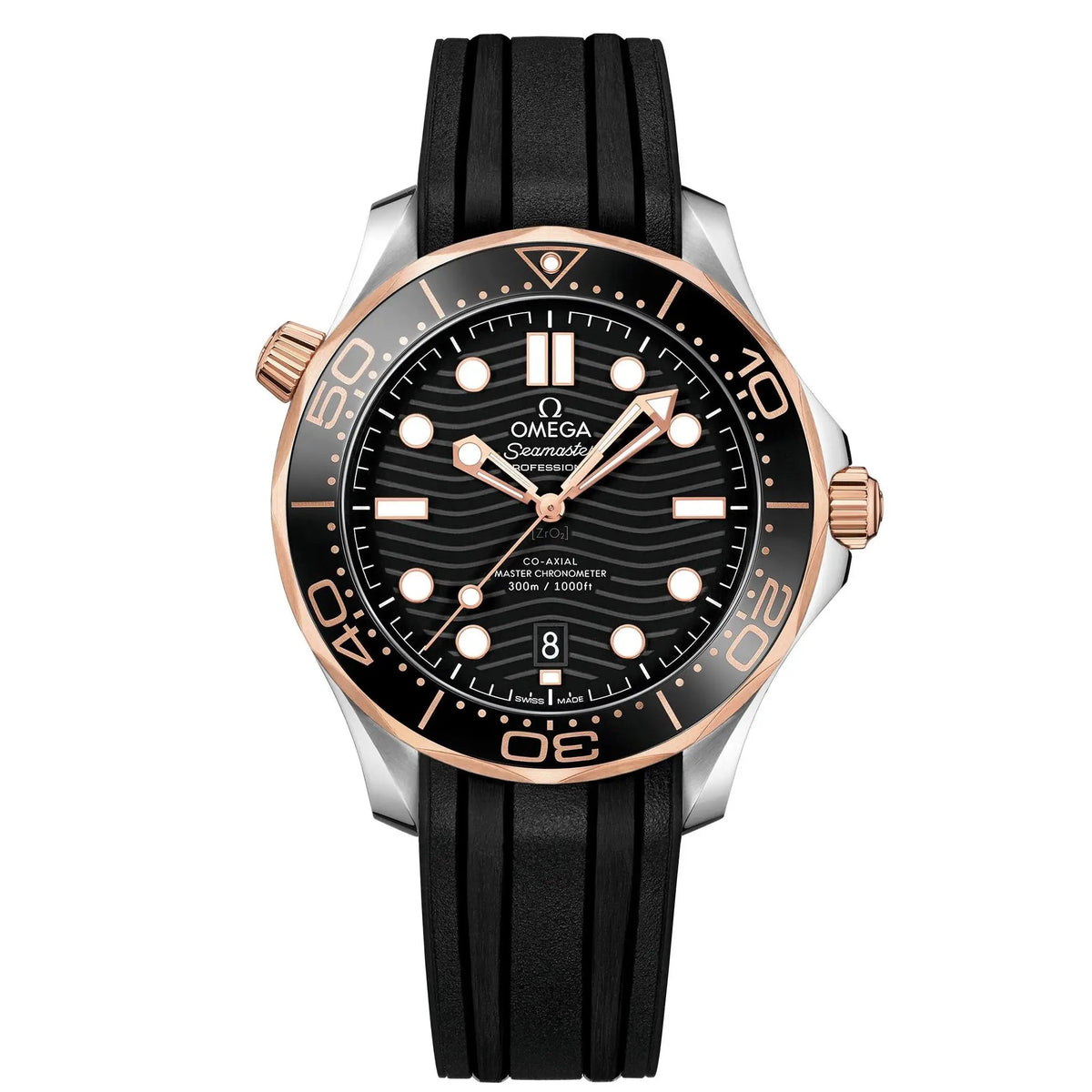 Ome-ga Seamaster Professional Diver Automatic Stainless Steel Silicon Strap Men's Watch